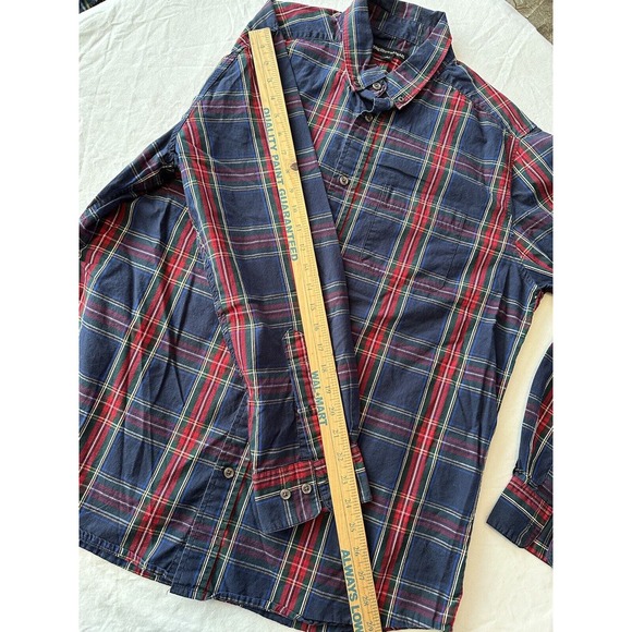Tricots St Raphael Button Up Shirt Large Blue/Red/Green Plaid Long Sleeve - Picture 8 of 12